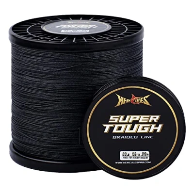 Afbeelding van HERCULES Super Tough gevlochten vislijn, 300 m 5,4 kg test voor zout water zoetwater PE vlecht vislijnen 4 strengen zwart, kg,