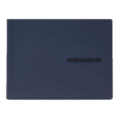Afbeelding van PIQUADRO Leren Portemonnee Giles Men&#039;s Wallet RFID Blue Donkerblauw