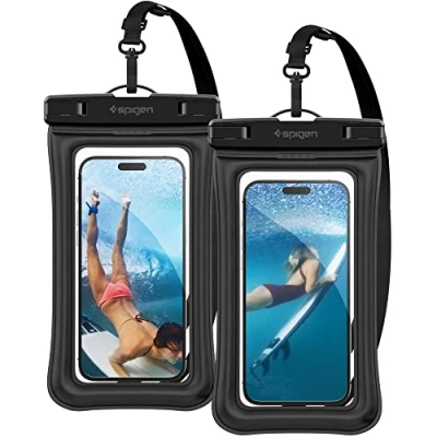 Afbeelding van Spigen A610 Universeel Waterdicht Float hoesje Zwart 2 Pack