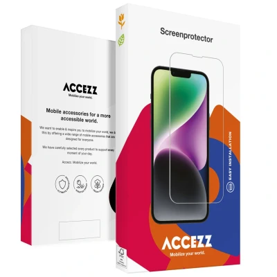 Afbeelding van screenprotector Apple iPhone 13: Accezz Gehard glas Full Cover met bio applicator