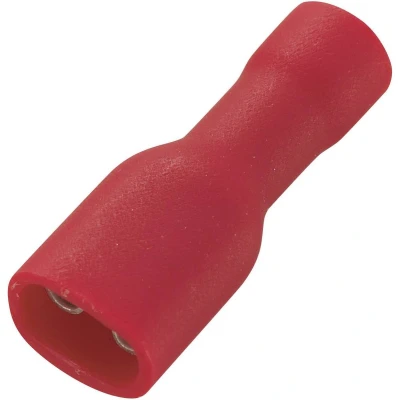 Afbeelding van TRU COMPONENTS 1566938 Platte stekker (female) Insteekbreedte: 4.8 mm Insteekdikte: 0.5 180 Volledig geïsoleerd Rood 50 stuk(s)