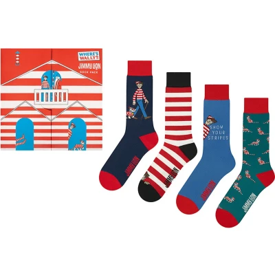 Afbeelding van Jimmy Lion giftbox 4P sokken where&#039;s wally multi 36 40