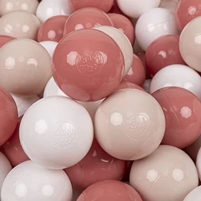 Afbeelding van KiddyMoon 50 Ballen ∅ 7Cm Kinderballen Speelballen Voor Ballenbad Baby Plastic Made In Eu, Pastel Beige Zalm Roze Wit