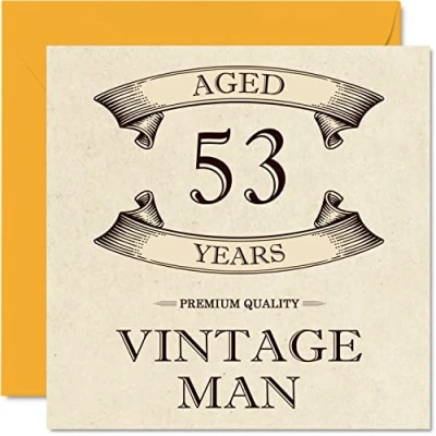 Afbeelding van Vintage 53e verjaardagskaarten voor mannen leeftijd 53 jaar leuke verjaardagskaart collega vader echtgenoot vriend oom broer vriend, 145 mm x wenskaarten,