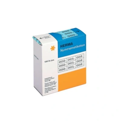 Afbeelding van Herma Nummer etiketten drievoudig zelfklevend 10x22 mm blauw/zwart