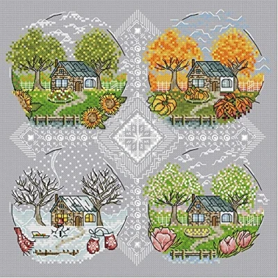 Afbeelding van Awesocrafts Kruissteekkits, Vier seizoenen Easy Patterns Cross Stitching Embroidery Kit benodigdheden, geteld (vier seizoenen, geteld)
