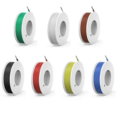 Afbeelding van Haerkn Elektrische siliconendraad, 0,05 mm², 30 AWG, strengen vertind koperdraad, zacht en flexibel, 7 kleuren, van elk 20 meter op spoel, temperatuurbestendigheid tot 200 graden Celsius, 60 V
