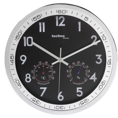 Afbeelding van Techno Line WT 7981 Wandklok Kwarts 300 mm x 5 cm Chroom