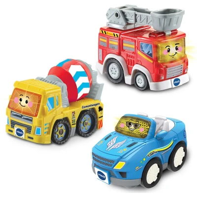 Afbeelding van VTech Toet Auto&#039;s Trio Pack Collin Cabrio, Sepp Cementwagen, Bram Brandweer Speelfiguur Speelgoed Auto Interactief Babyspeelgoed Vanaf 1 jaar