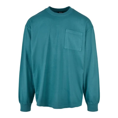 Afbeelding van Urban Classics Pigment DYED Longsleeve, Heren, Maat: Small, Teal