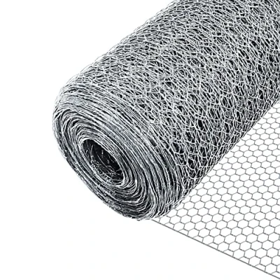 Afbeelding van VOUNOT draadomheining hexagonaal gaas, konijnengaas kippengaas, maaswijdte 13 mm, hoogte 100 cm, lengte 50 m, gegalvaniseerd zilver