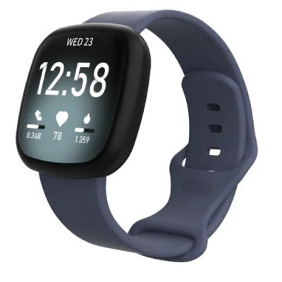 Afbeelding van Fitbit Versa 3 &amp; 4 / Sense 1 2 Sportbandje Grijsblauw Maat: M/L