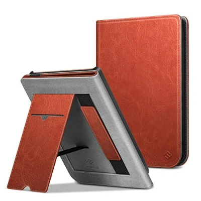 Afbeelding van Fintie Hoes voor Pocketbook Touch HD 3 / Lux 4 5 Basic 2 Color (2020) e Book Reader kickstand beschermhoes met kaartenvak, polsband en Auto Wake/Sleep, (Zadelbruin)