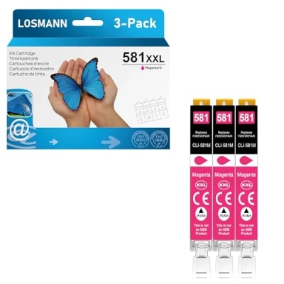 Afbeelding van LOSMANN Magenta inktcartridges, compatibel met Canon CLI 581 XXL M voor Pixma TS6350, TS6150, TS8150, TS8250, TS6250, TS705, TS705a, TS8151, TS6151, TS8152, TS8300, TS9150, TS9155, 3