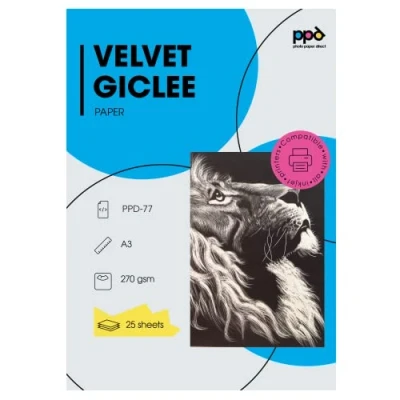 Afbeelding van PPD A3 x 25 vel Inkjet PREMIUM Fine Art Etching Giclée Papier White Velvet 270 g/m2 helderwit, mat, zuurvrij en archiveerbaar 77
