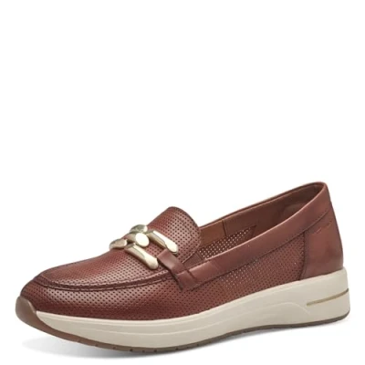 Afbeelding van Tamaris Comfort Damesslippers, van leer, comfortabel, cognac, 37 EU Breed