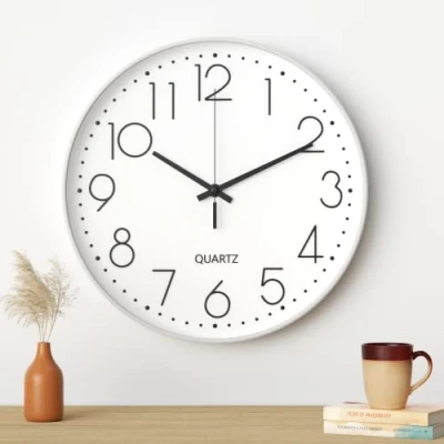 Afbeelding van Mesybveo wandklok, 30 cm, moderne stille stil kwartsuurwerk (wit)