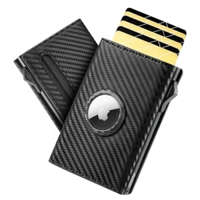 Afbeelding van YESIIW AirTag portemonnee voor heren met grote capaciteit, pop up 7 kaartvakken, 12 kaarten en muntenvak, portemonnee, RFID bescherming, Smart Wallet for Men,