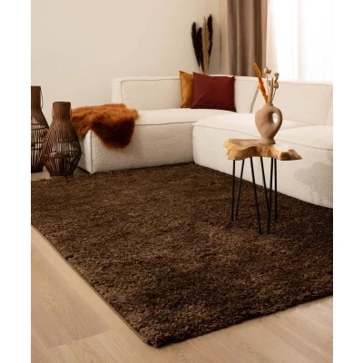 Afbeelding van Hoogpolig Vloerkleed Shaggy Trend Effen Bruin 300x400 Cm