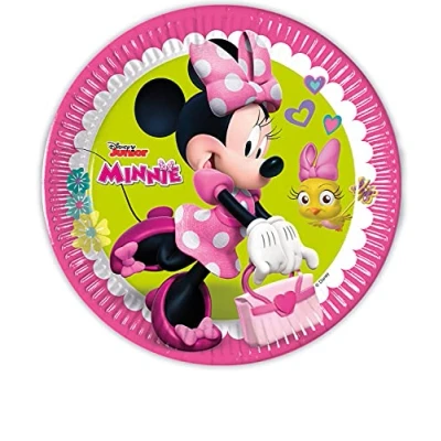 Afbeelding van Borden Minnie Mouse lime roze 23cm 8 stuks