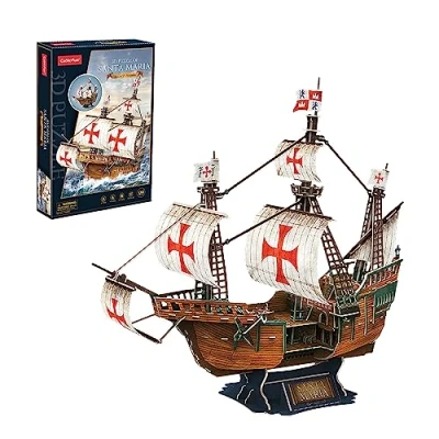 Afbeelding van 3D puzzel, modelbouwset Santa Maria, om te monteren, modelschip, volwassenen en puzzels voor kinderen, modelbouw volwassenen, 130 delen