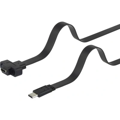 Afbeelding van Renkforce USB kabel 3.2 Gen1 (USB 3.0 / 3.1 Gen1) C stekker, bus 0.50 m Zwart Schroefbaar, Zeer flexi
