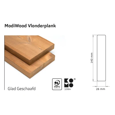 Afbeelding van Intergard Vlonderplanken thermisch gemodificeerd, glad geschaafd 420cm