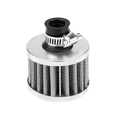 Afbeelding van 13mm Universele Auto Clamp On Koude Luchtinlaatfilter Kit voor Scooter Atv Dirt Pit Fiets Motorfiets Carter Vent Cover Breather (Sliver) Filtre A Air