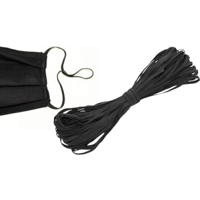 Afbeelding van [4 mm, 20 M] zwart elastisch koord voor maskers dun elastisch, masker zacht elastiek gezichtsmaskers, kleding naaien DENSCO (20M)