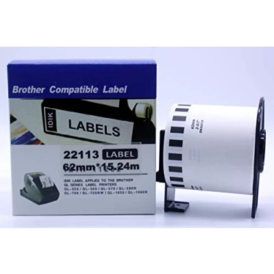 Afbeelding van IDIK Compatibele Brother DK 22113 Duurzame Film Tape Breed Zwarte Print op Helder 2.4&quot; x 50&#039;(62mm 15.24M) 1 rol per doos, DK2113
