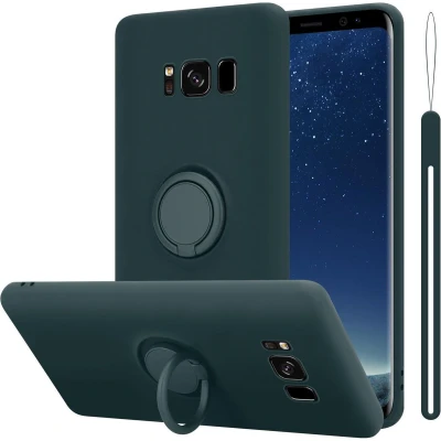 Afbeelding van Cadorabo Hoesje geschikt voor Samsung Galaxy S8 in LIQUID GROEN Beschermhoes van TPU silicone Case Cover met ring