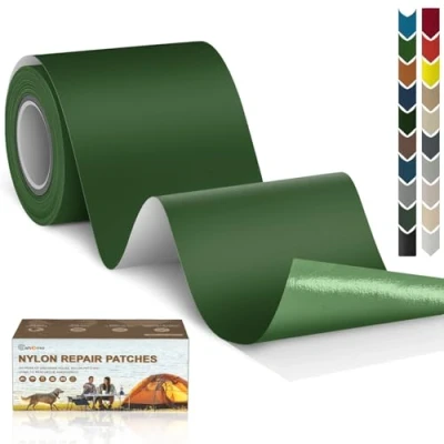 Afbeelding van Cahomo nylon reparatiepatches, 7,6 x 200 cm, zelfklevend, waterdichte reparatiepatch, patches, voor jassen, tenten, bovenkleding, donkergroen