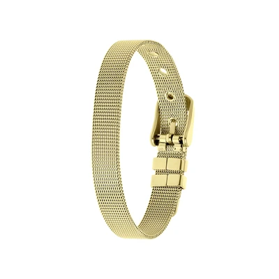 Afbeelding van Lucardi Dames Goldplated Armband met riemsluiting Staal Cadeau 21 cm Goudkleurig