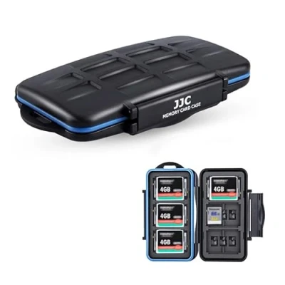 Afbeelding van JJC Geheugenkaarthoes, waterdichte opbergdoos voor 12 SD SDXC SDHC + 18 Micro TF 6 CF compacte flashkaarten, kaarthouder met karabijnhaak (36 sleuven)