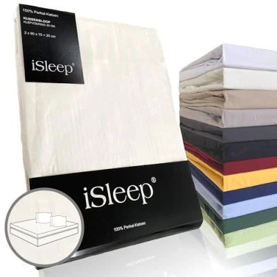 Afbeelding van iSleep Kussenslopen Perkal Katoen 2 stuks Licht Beige