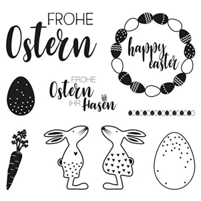 Afbeelding van Rayher 50245000 Clear Stamps Paasvrienden, vel 102,5 x 97 mm, 9 motieven, helder, transparant, doorzichtig, siliconen stempel, stempel Pasen, Sb btl. 1