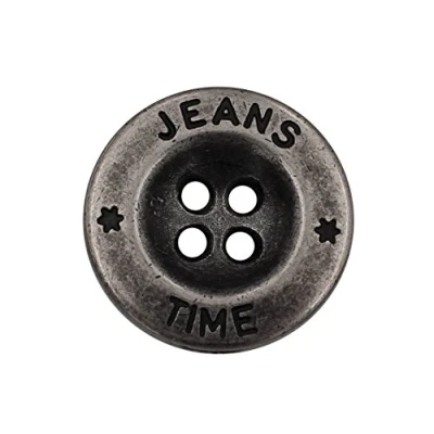 Afbeelding van Zilverkleurige Metalen Knopen Basic Jeans Broek 4 Gaten Made in Germany 5 stuks (15mm)
