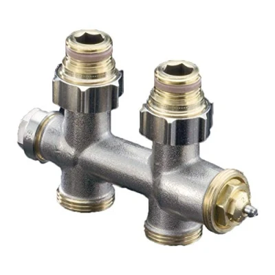 Afbeelding van Oventrop Multiblock Onderblok T 2 pijps 1/2 recht Kvs = 075 m3/h