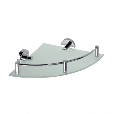Afbeelding van Glazen Hoek Planchet Sapho X Round 25x7 cm met Rails Chroom