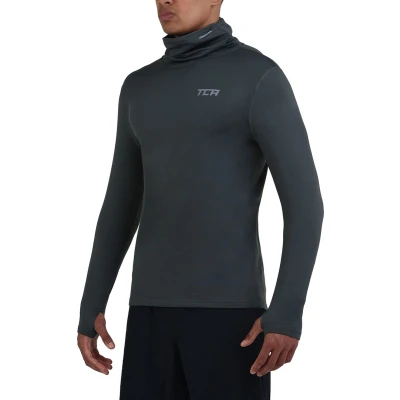 Afbeelding van TCA Mannen Warm Up Hoge Kraag Thermische Hardloop Top Donkergroen, XL
