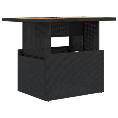 Afbeelding van Tuintafel 100x55x73 cm poly rattan en acaciahout zwart