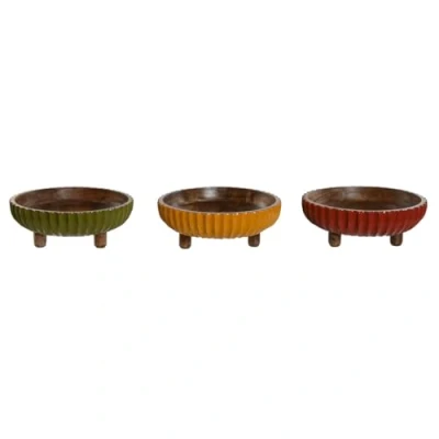 Afbeelding van Home ESPRIT Tafelmidden, geel, groen, koloniaal koraal, 25 x 9 cm (3 stuks)
