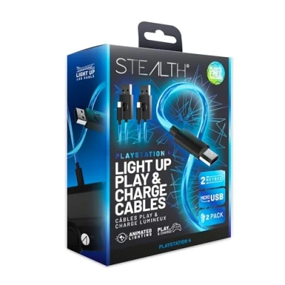 Afbeelding van STEALTH 2 m LED Light Up Twin Play &amp; Charge Kabels, Compatibel met PS4 en andere apparaten