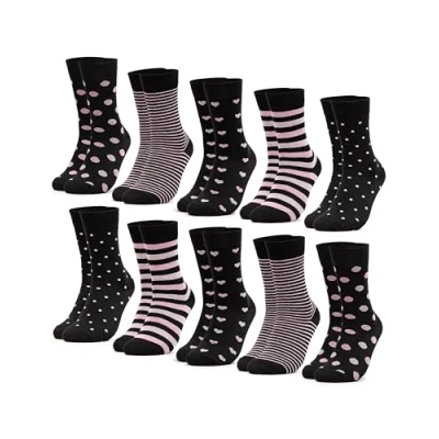 Afbeelding van Occulto dames sokken pak van 10 (model: Rita) Zwart Roze 35 38