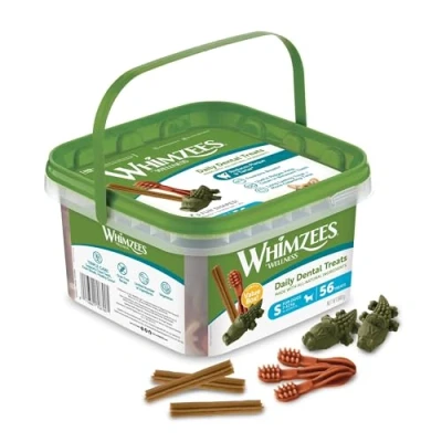 Afbeelding van WHIMZEES By Wellness Variety Box Dental, grootte S, 56 stuks, mengeling kauwsnacks voor tandverzorging, kleine honden (7 12kg), natuurlijke tandverzorgingssnack, graanvrij, zonder toegevoegde suikers