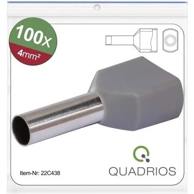 Afbeelding van Quadrios 22C438 Dubbele adereindhulzen 4 mm² Deels geïsoleerd Grijs 1 set(s)