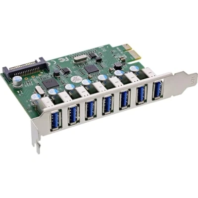 Afbeelding van InLine Interfacekaart, 7x USB A 3.2 Gen.1, PCIe, met SATA voedingsaansluiting, Controlekaart