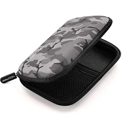 Afbeelding van deleyCON Harde Schijf Tas Case HDD Voor 2,5 Inch Schijven en SSD Robuust &amp; Stootvast 2 Binnenvakken Netvakken Zwart/Camouflage