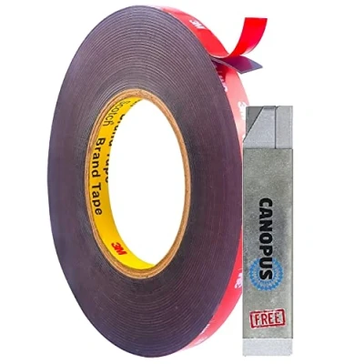 Afbeelding van CANOPUS Professionele dubbelzijdige tape, 3 m, extra sterk, m (15 x 5 mm), waterdicht, dubbelzijdig plakband, voor ledstrips, decoratie, binnen, buiten, autooppervlak