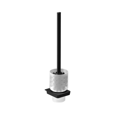 Afbeelding van Toiletborstelhouder Sapho Zen Black Hangend 8.3x41.1 cm Zwart / Melkglas